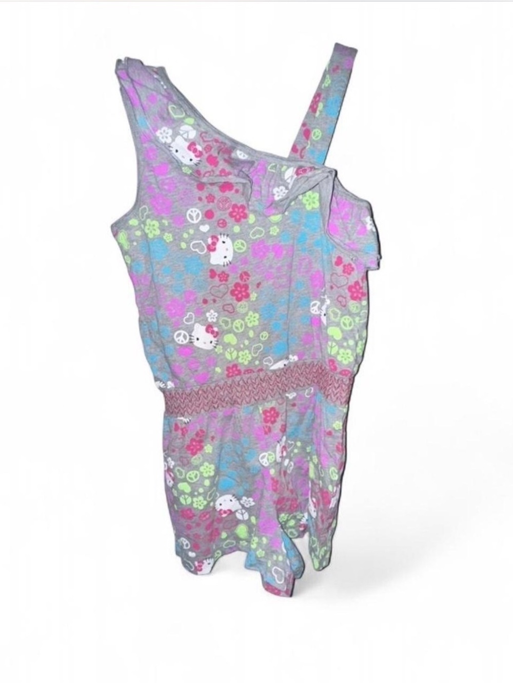 Hello Kitty Girls Romper L 10/12 Evy One Shoulder Colorful Sleeveless Sanrio - Picture 2 of 8